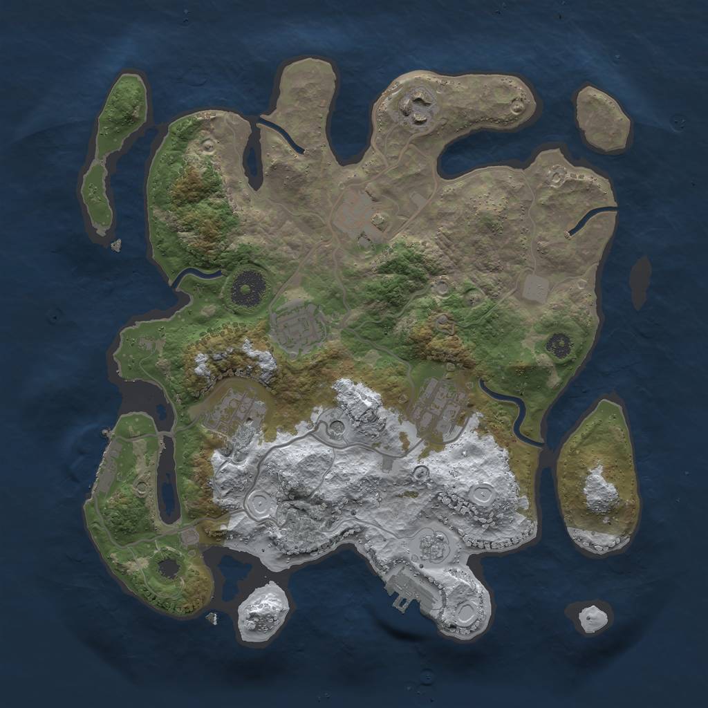 Rust Map: Procedural Map, Size: 3000, Seed: 963057043, 14 Monuments