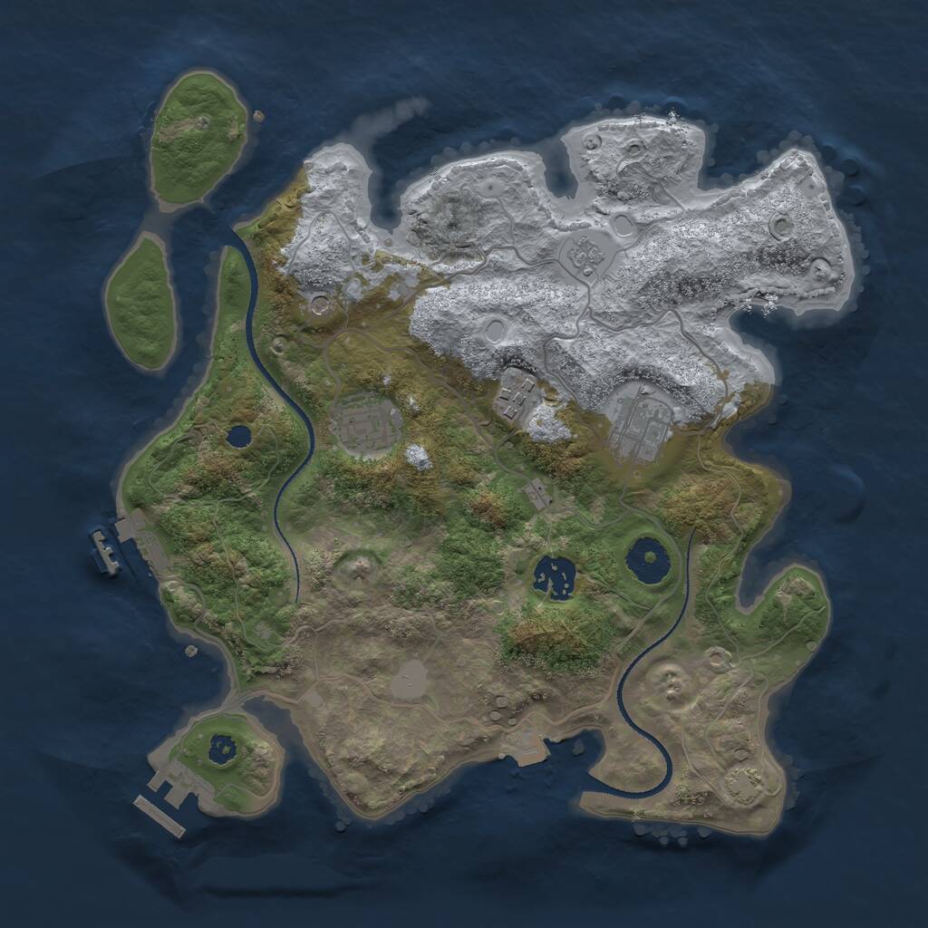 Rust Map: Procedural Map, Size: 3200, Seed: 584244441, 10 Monuments