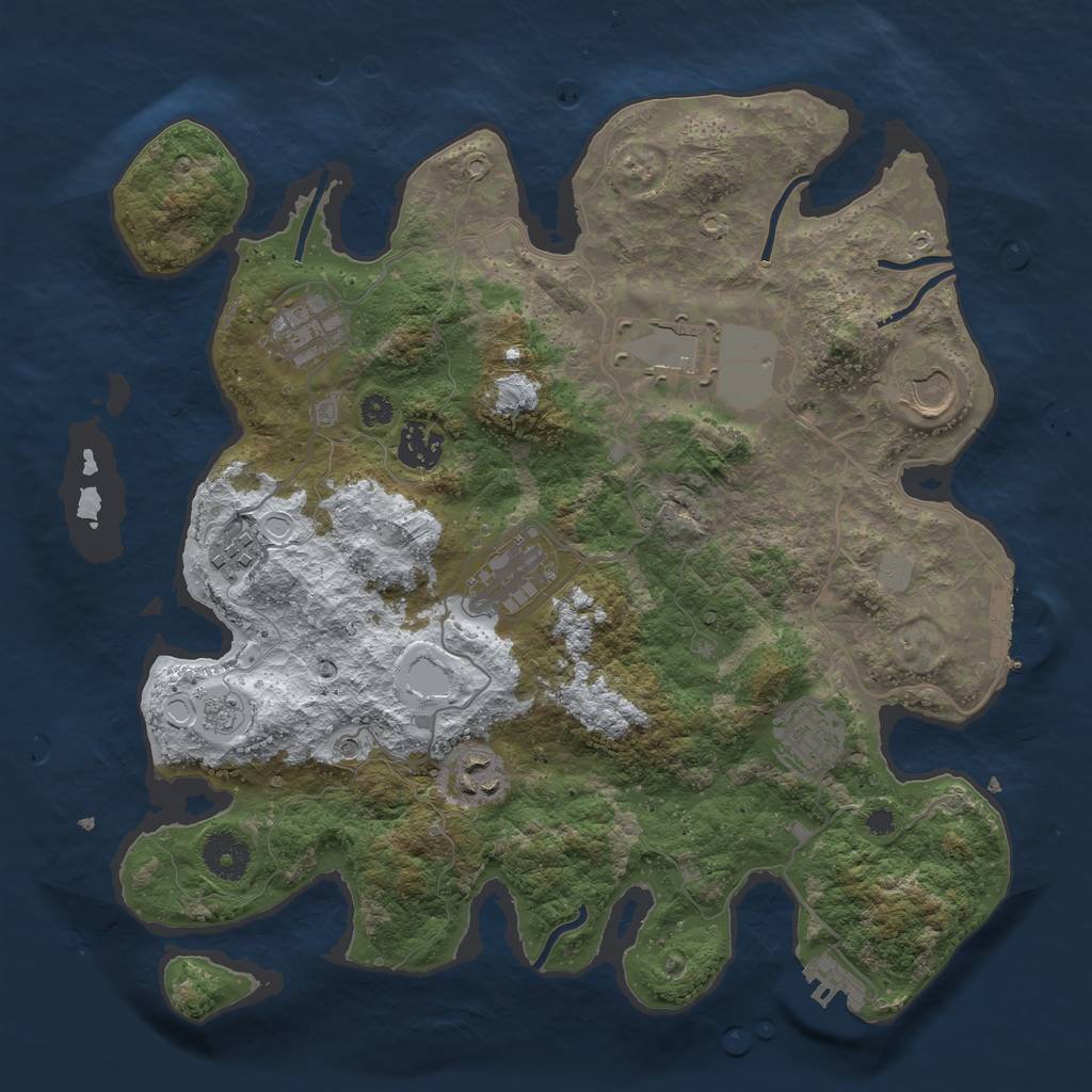 Rust Map: Procedural Map, Size: 3500, Seed: 127161819, 17 Monuments