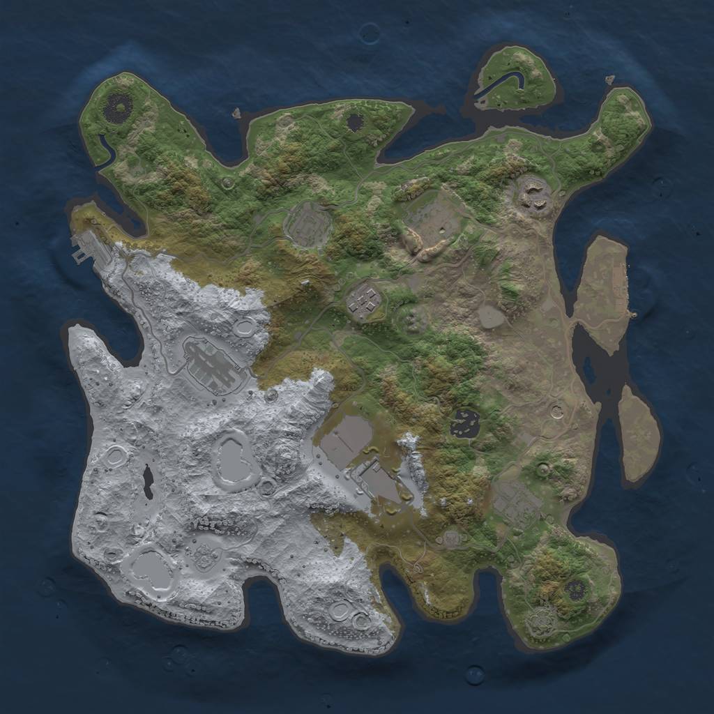 Rust Map: Procedural Map, Size: 3500, Seed: 1056, 16 Monuments