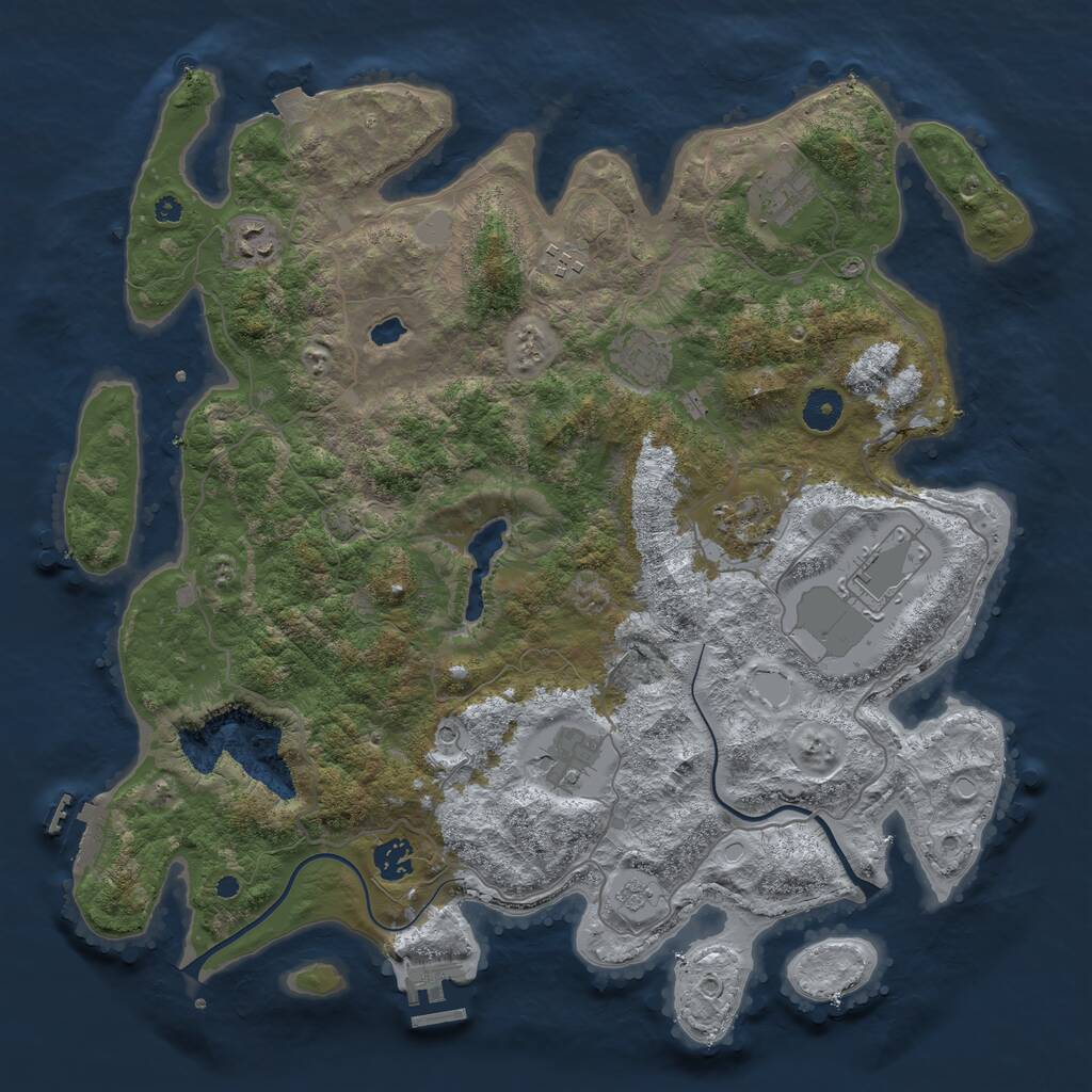 Rust Map: Procedural Map, Size: 4000, Seed: 5020, 14 Monuments