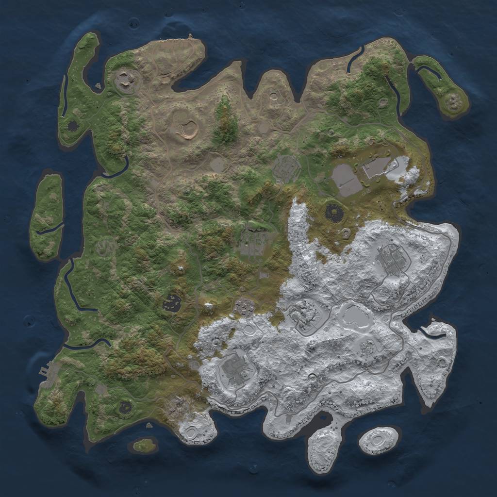 Rust Map: Procedural Map, Size: 4000, Seed: 5020, 19 Monuments