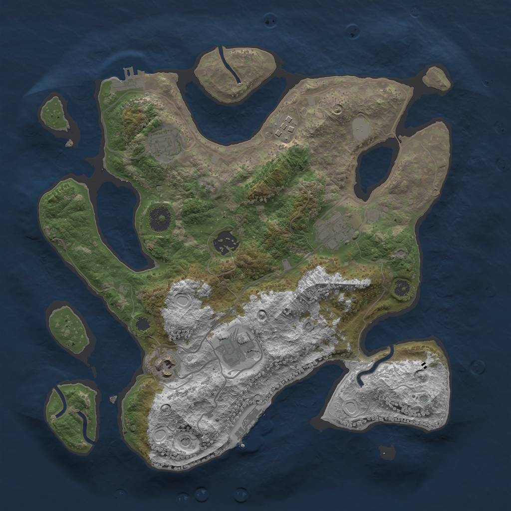 Rust Map: Procedural Map, Size: 3300, Seed: 1435918257, 14 Monuments