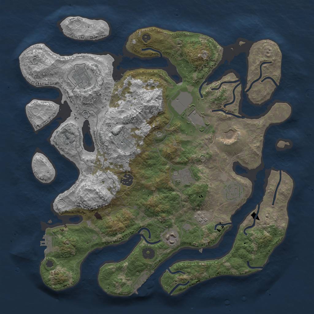 Rust Map: Procedural Map, Size: 3800, Seed: 782169852, 17 Monuments