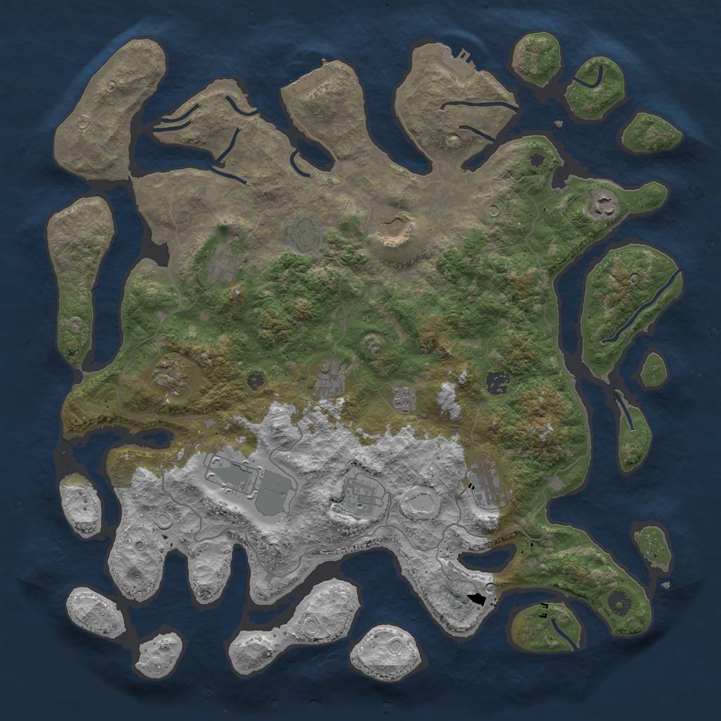 Rust Map: Procedural Map, Size: 4500, Seed: 6517890, 19 Monuments