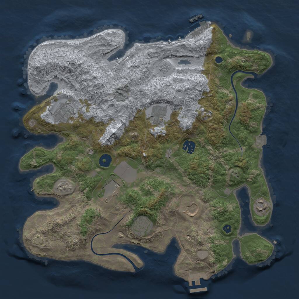 Rust Map: Procedural Map, Size: 3500, Seed: 328476, 12 Monuments