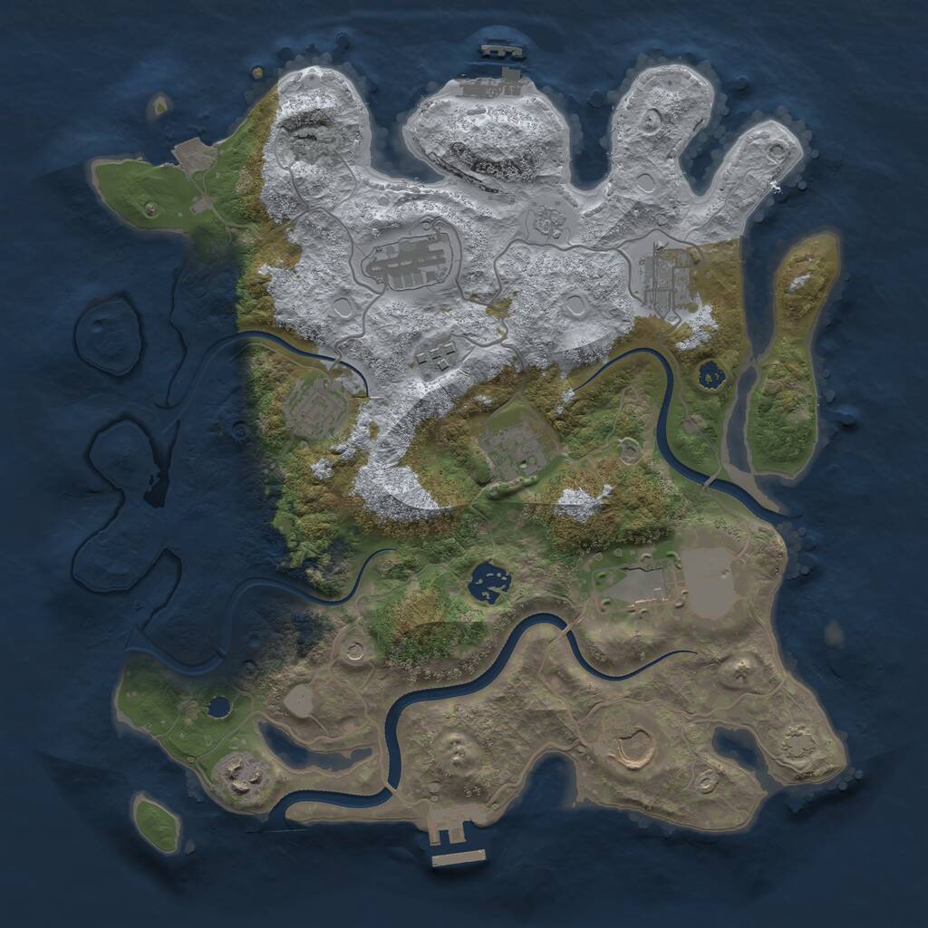 Rust Map: Procedural Map, Size: 3500, Seed: 8000200, 15 Monuments
