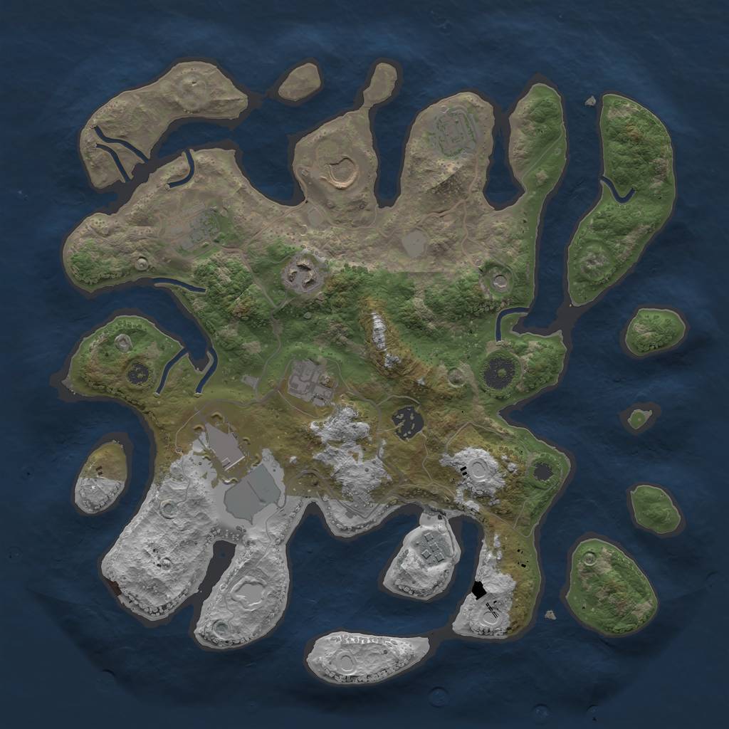 Rust Map: Procedural Map, Size: 3500, Seed: 658081731, 14 Monuments