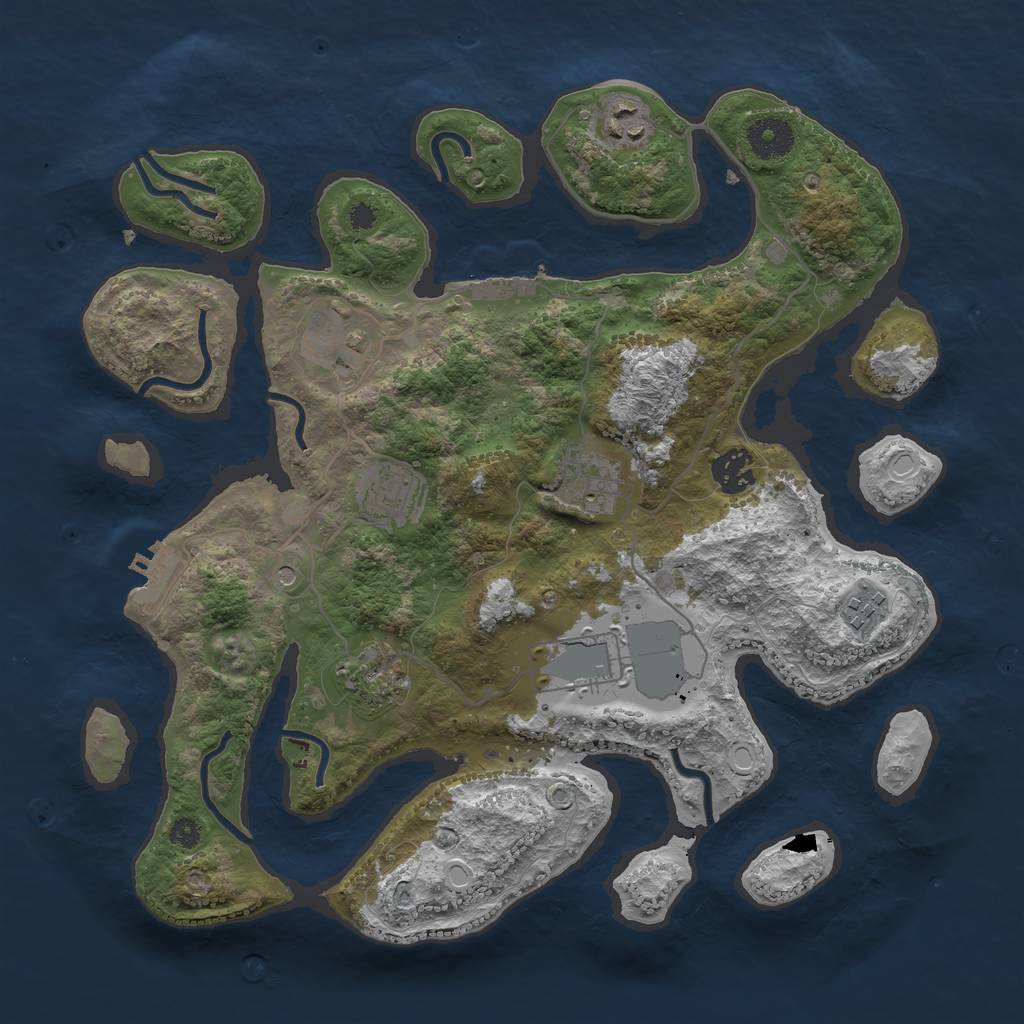 Rust Map: Procedural Map, Size: 3500, Seed: 487494650, 16 Monuments