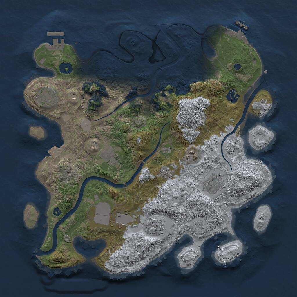 Rust Map: Procedural Map, Size: 3500, Seed: 487494650, 14 Monuments