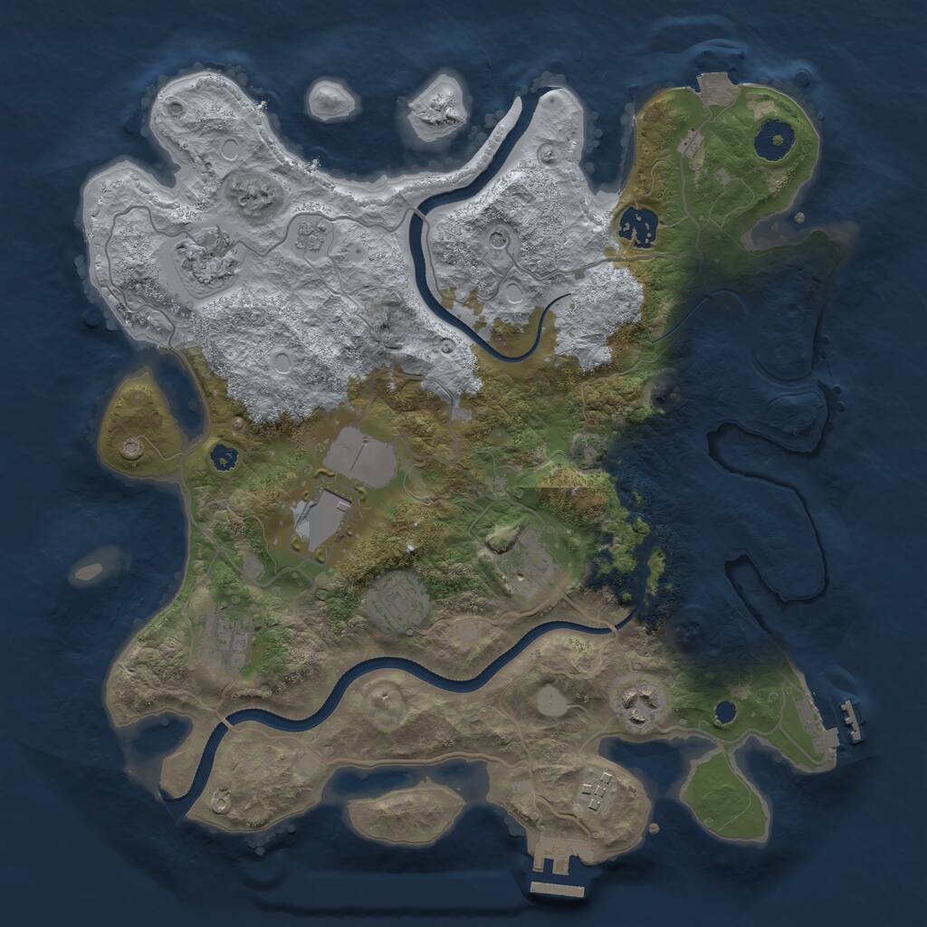 Rust Map: Procedural Map, Size: 3500, Seed: 642342712, 14 Monuments