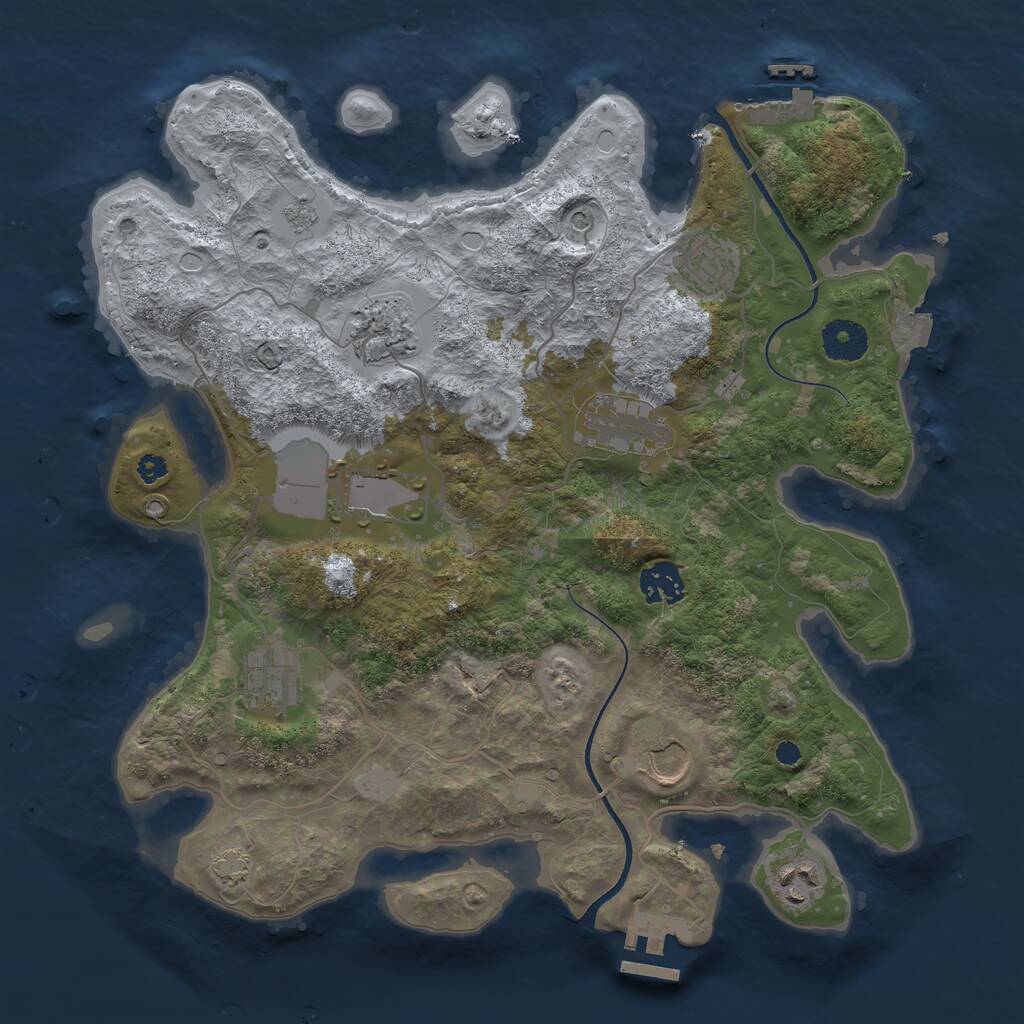 Rust Map: Procedural Map, Size: 3500, Seed: 642342712, 14 Monuments