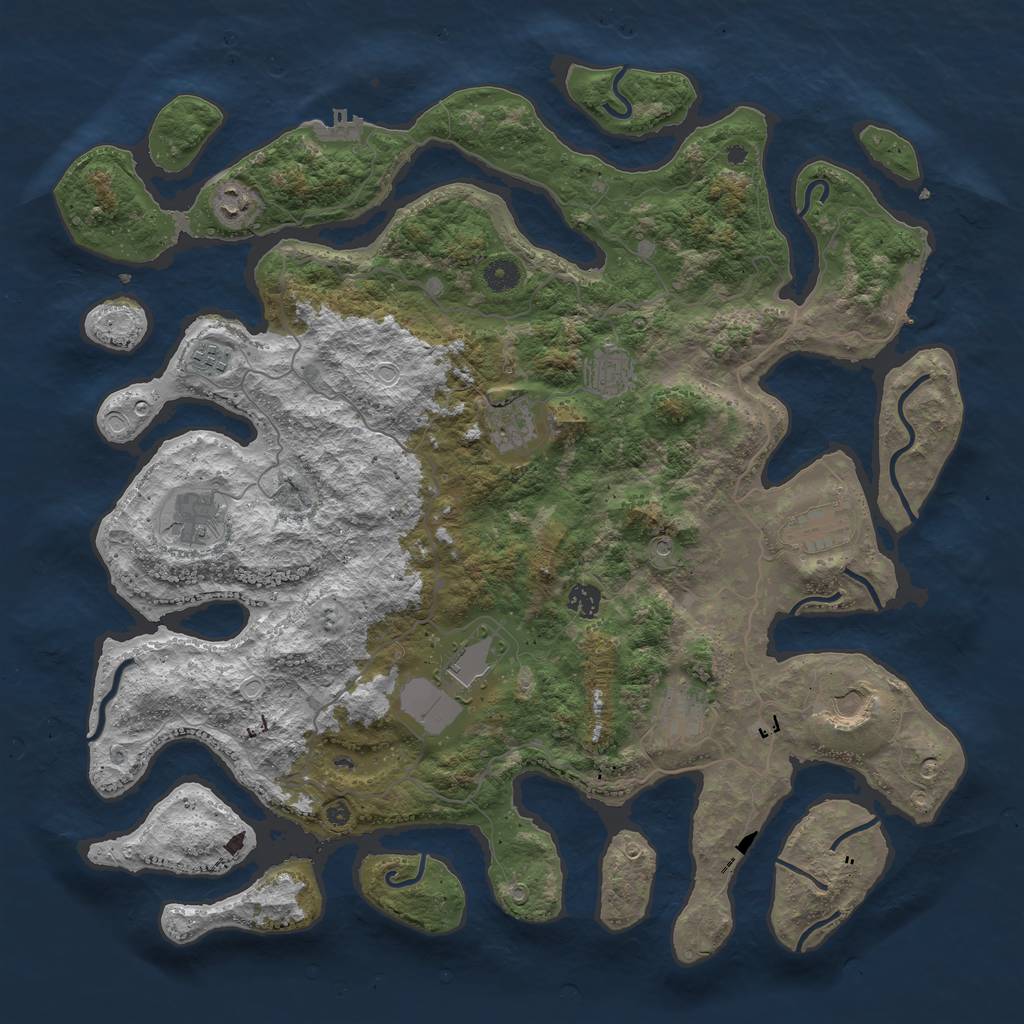 Rust Map: Procedural Map, Size: 4500, Seed: 72049724, 18 Monuments