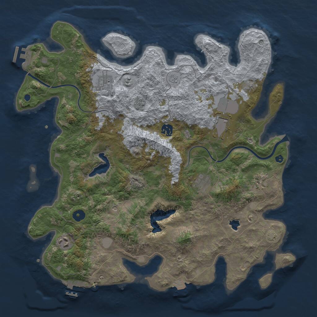 Rust Map: Procedural Map, Size: 4000, Seed: 943, 13 Monuments