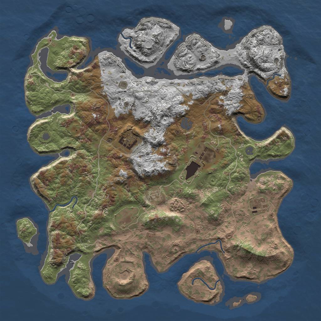 Rust Map: Procedural Map, Size: 4000, Seed: 943, 11 Monuments