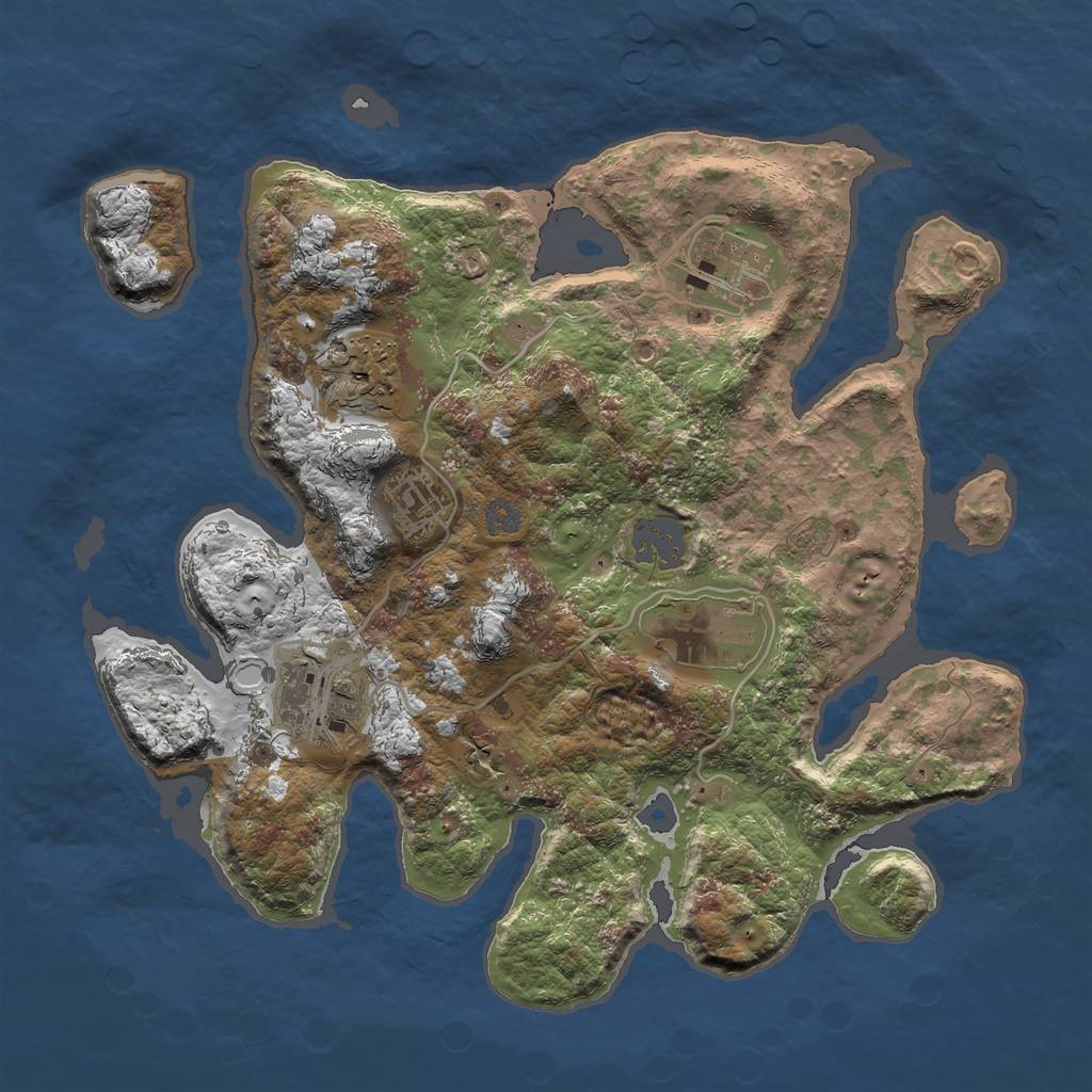 Rust Map: Procedural Map, Size: 3000, Seed: 86429, 10 Monuments