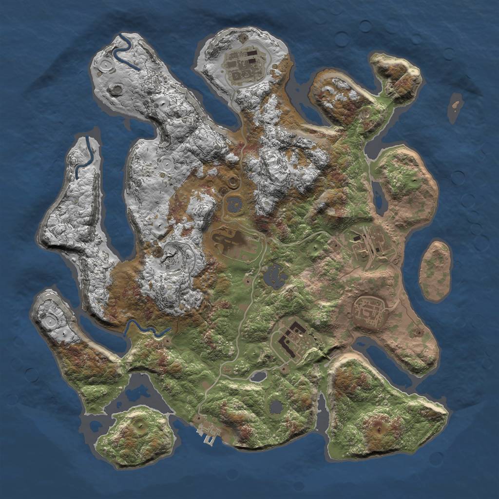 Rust Map: Procedural Map, Size: 3200, Seed: 1838622957, 11 Monuments