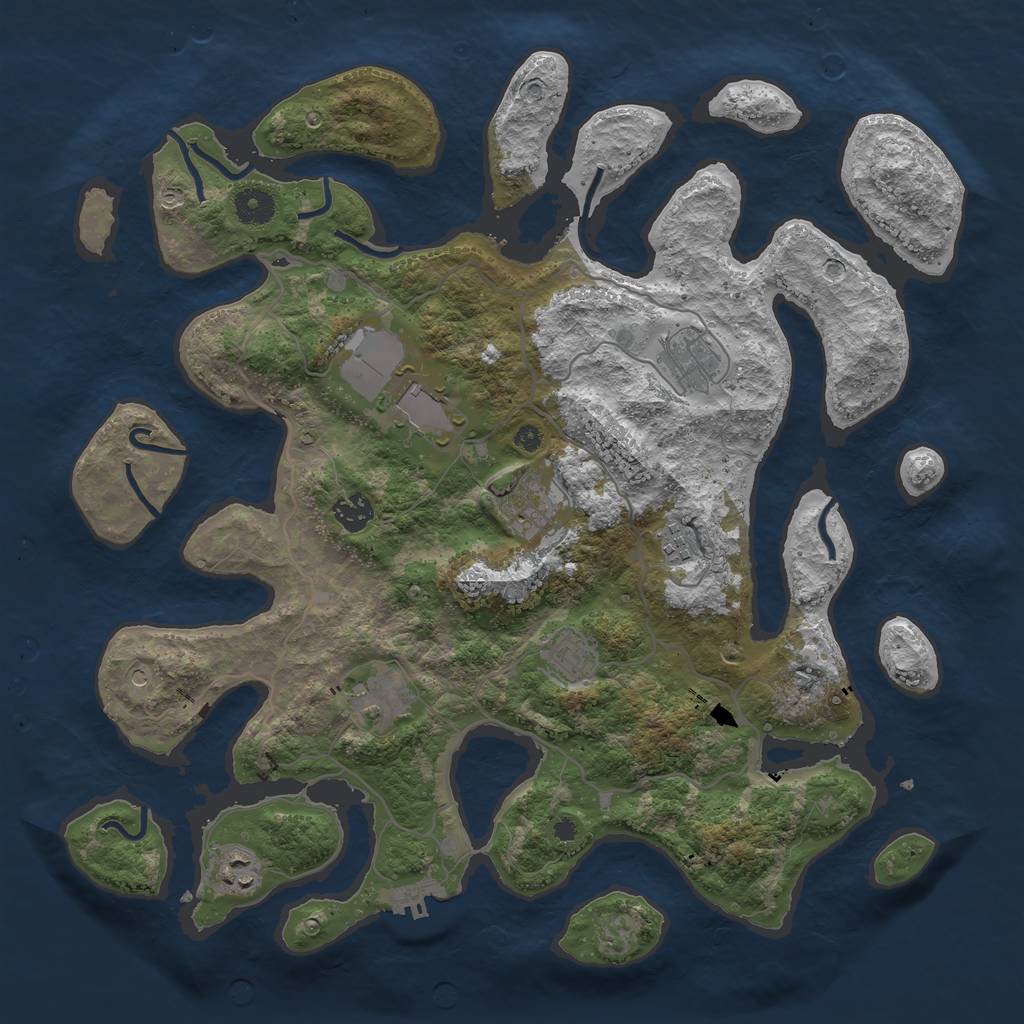 Rust Map: Procedural Map, Size: 4000, Seed: 310743, 12 Monuments