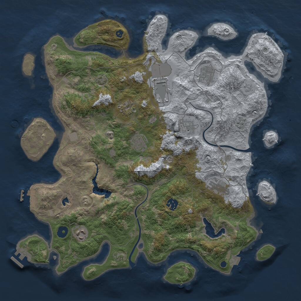 Rust Map: Procedural Map, Size: 4000, Seed: 310743, 15 Monuments