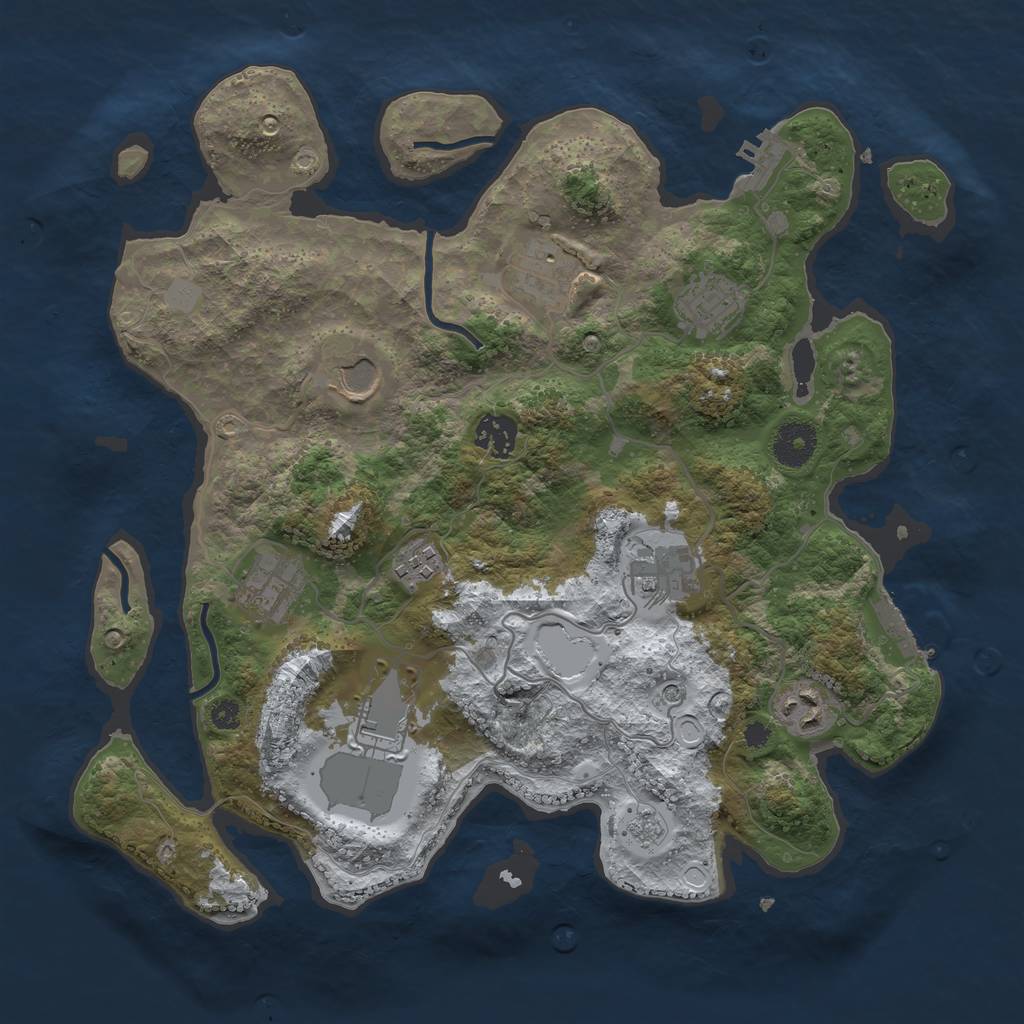 Rust Map: Procedural Map, Size: 3500, Seed: 51870, 18 Monuments