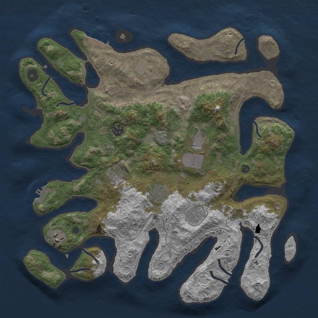 Rust Map: Procedural Map, Size: 4000, Seed: 152857, 16 Monuments