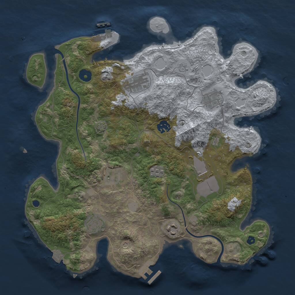 Rust Map: Procedural Map, Size: 3500, Seed: 2852462, 14 Monuments