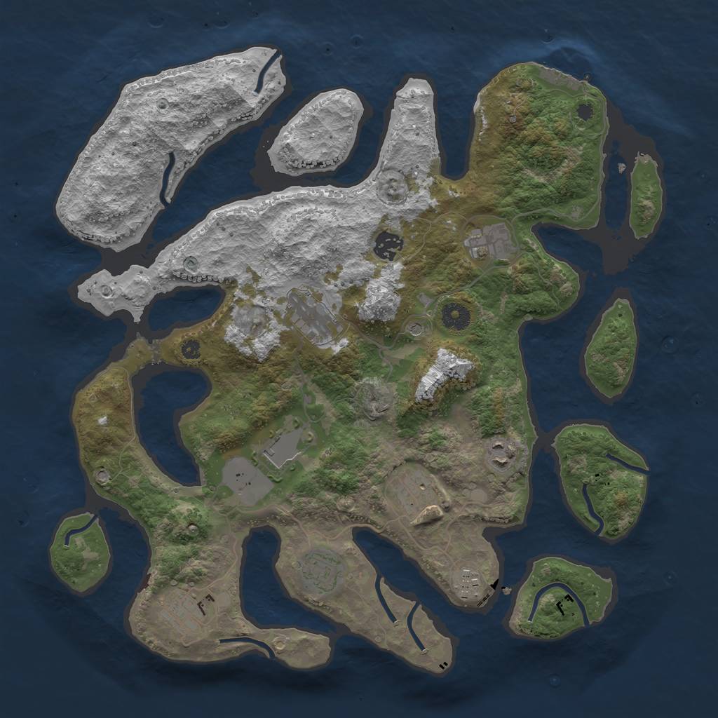 Rust Map: Procedural Map, Size: 3800, Seed: 8896319, 13 Monuments