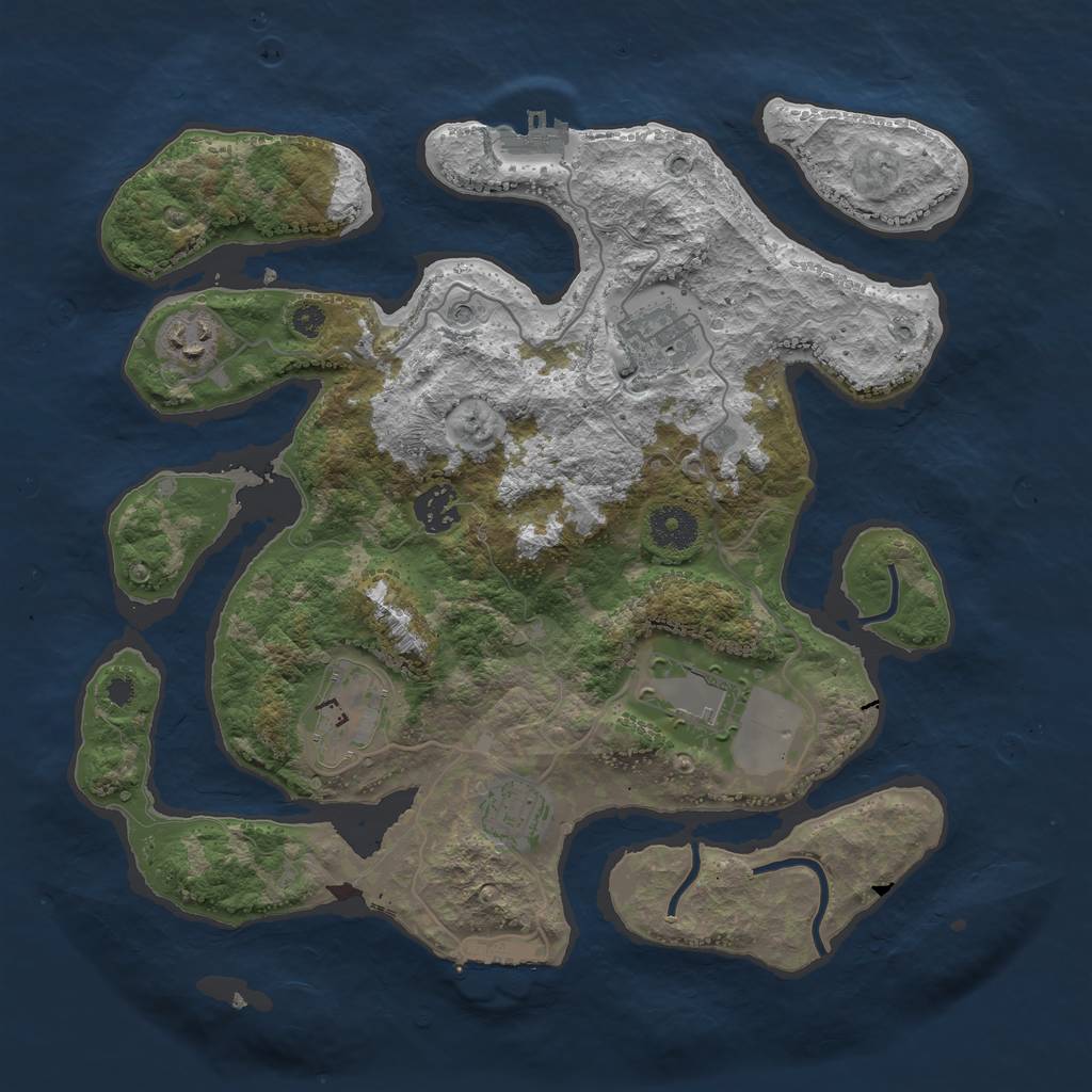 Rust Map: Procedural Map, Size: 3500, Seed: 58238, 11 Monuments