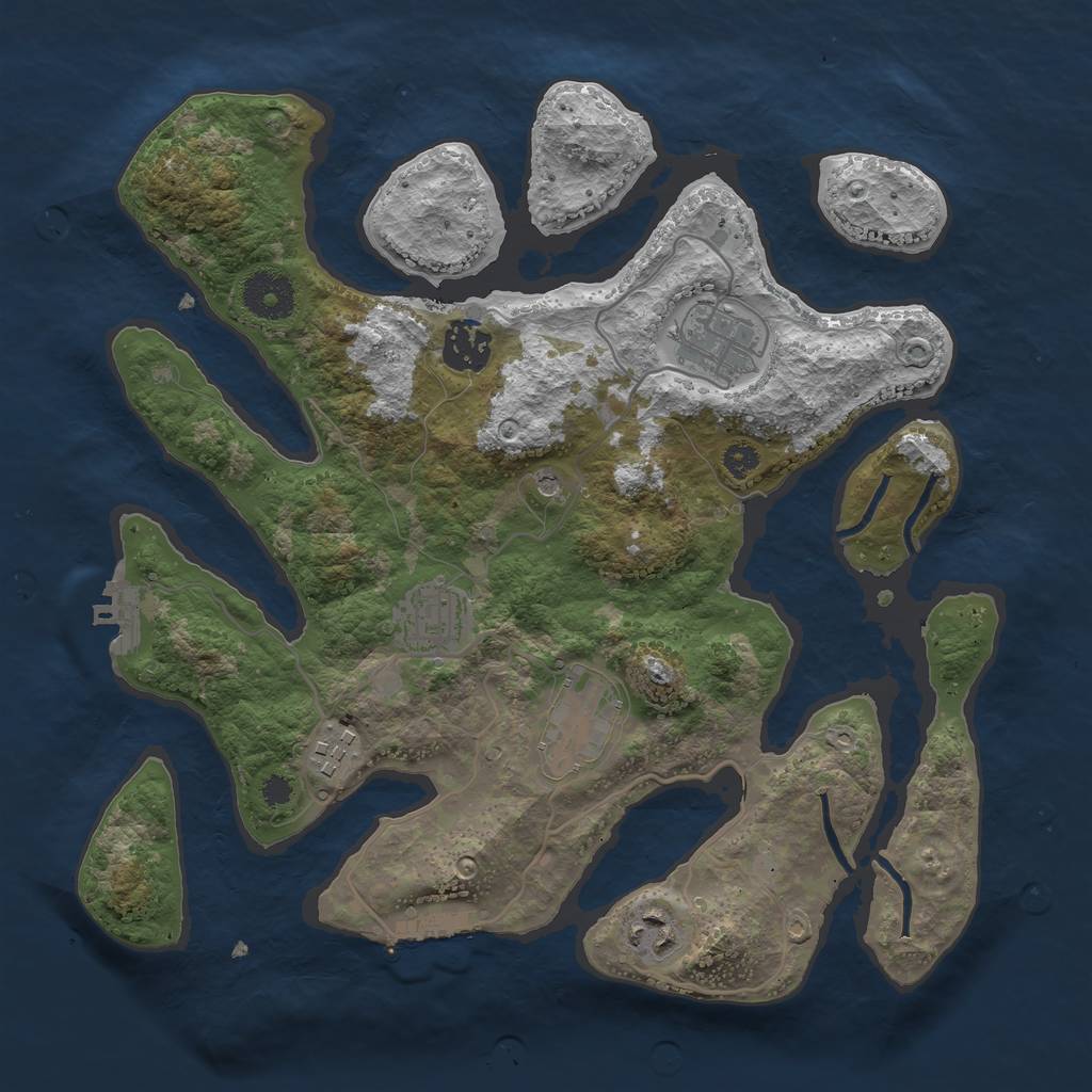 Rust Map: Procedural Map, Size: 3258, Seed: 1930660736, 11 Monuments