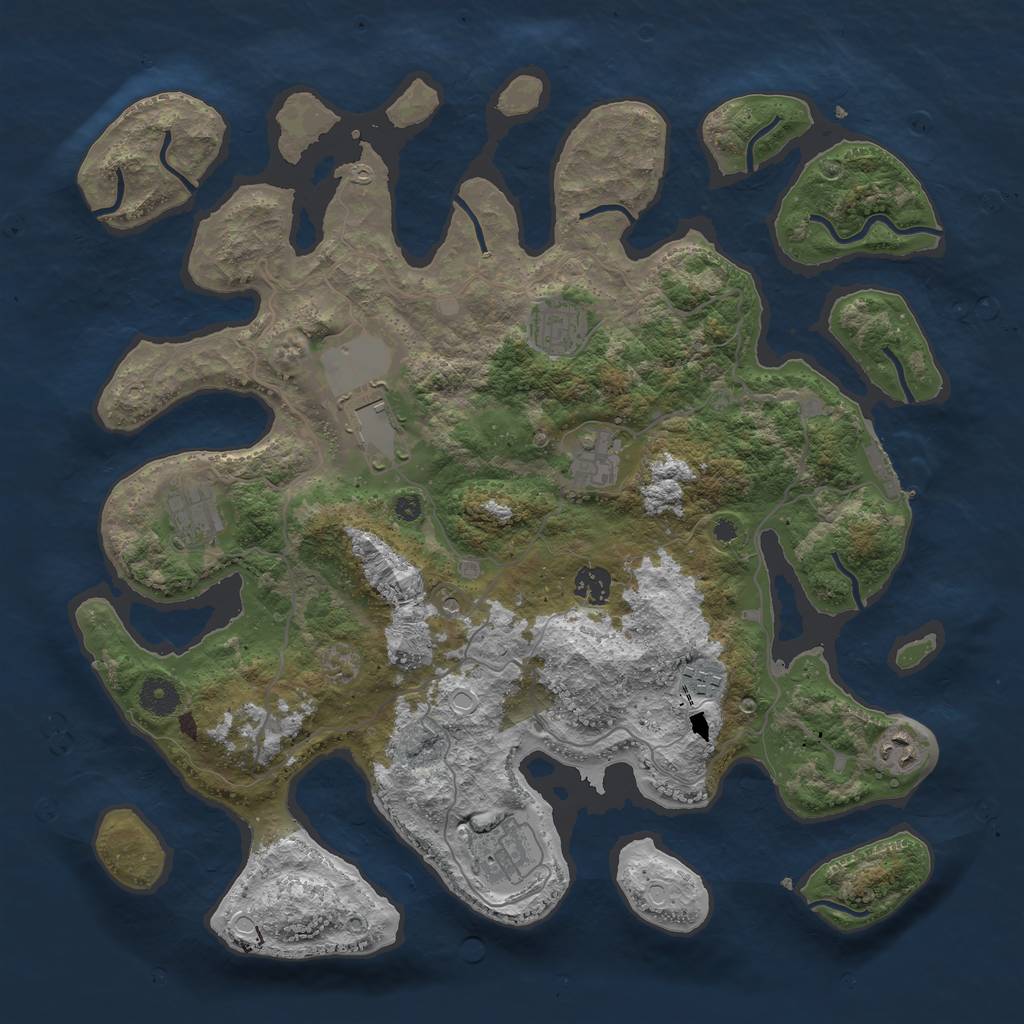 Rust Map: Procedural Map, Size: 4000, Seed: 42669, 18 Monuments