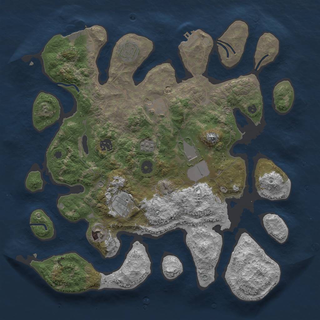 Rust Map: Procedural Map, Size: 3800, Seed: 164893752, 12 Monuments