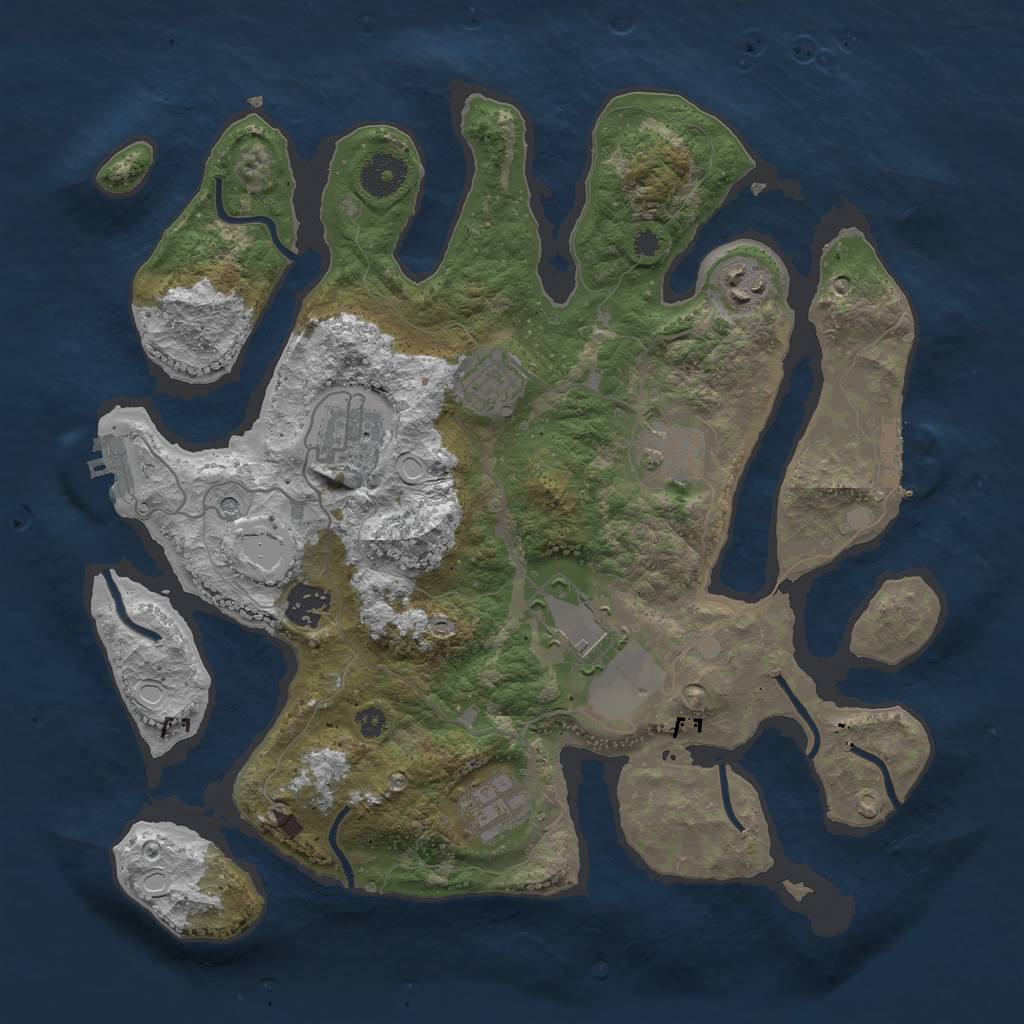 Rust Map: Procedural Map, Size: 3500, Seed: 123234353, 15 Monuments