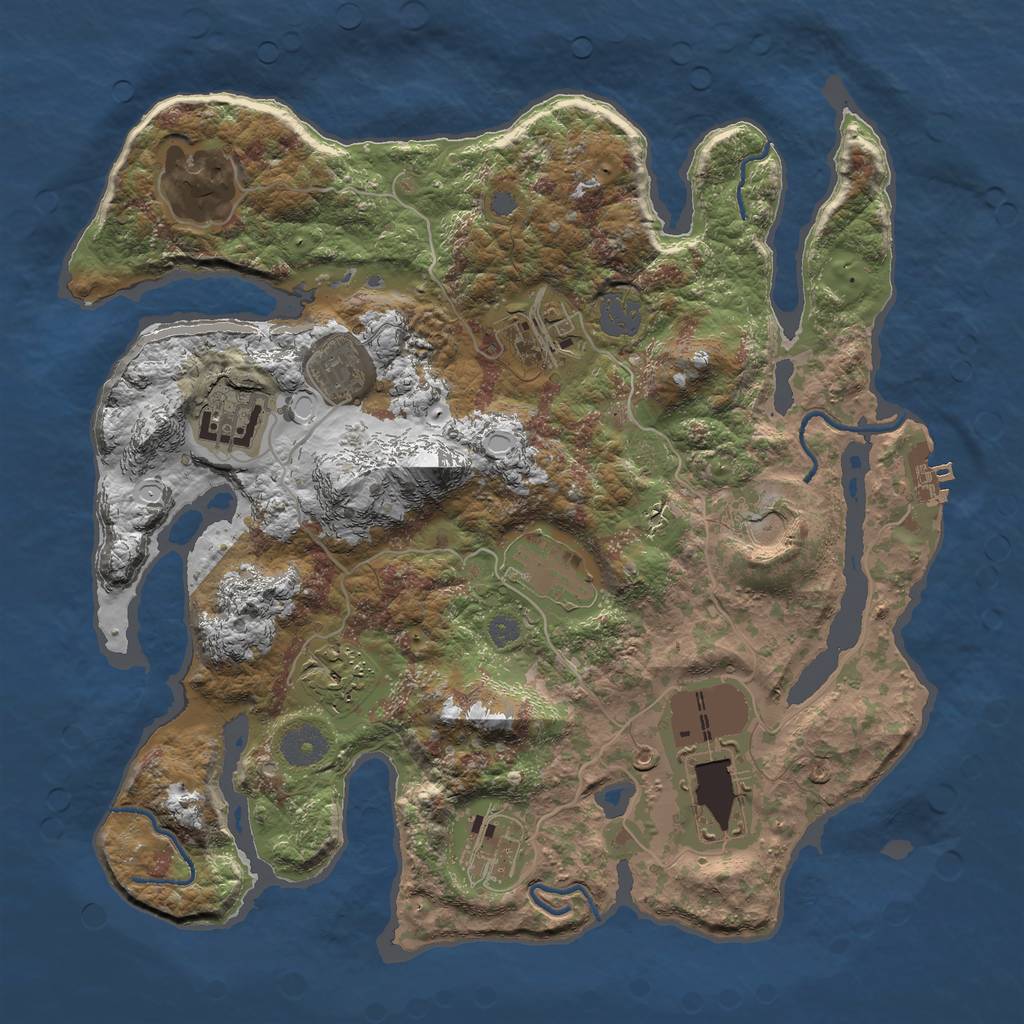 Rust Map: Procedural Map, Size: 3500, Seed: 225876169, 15 Monuments