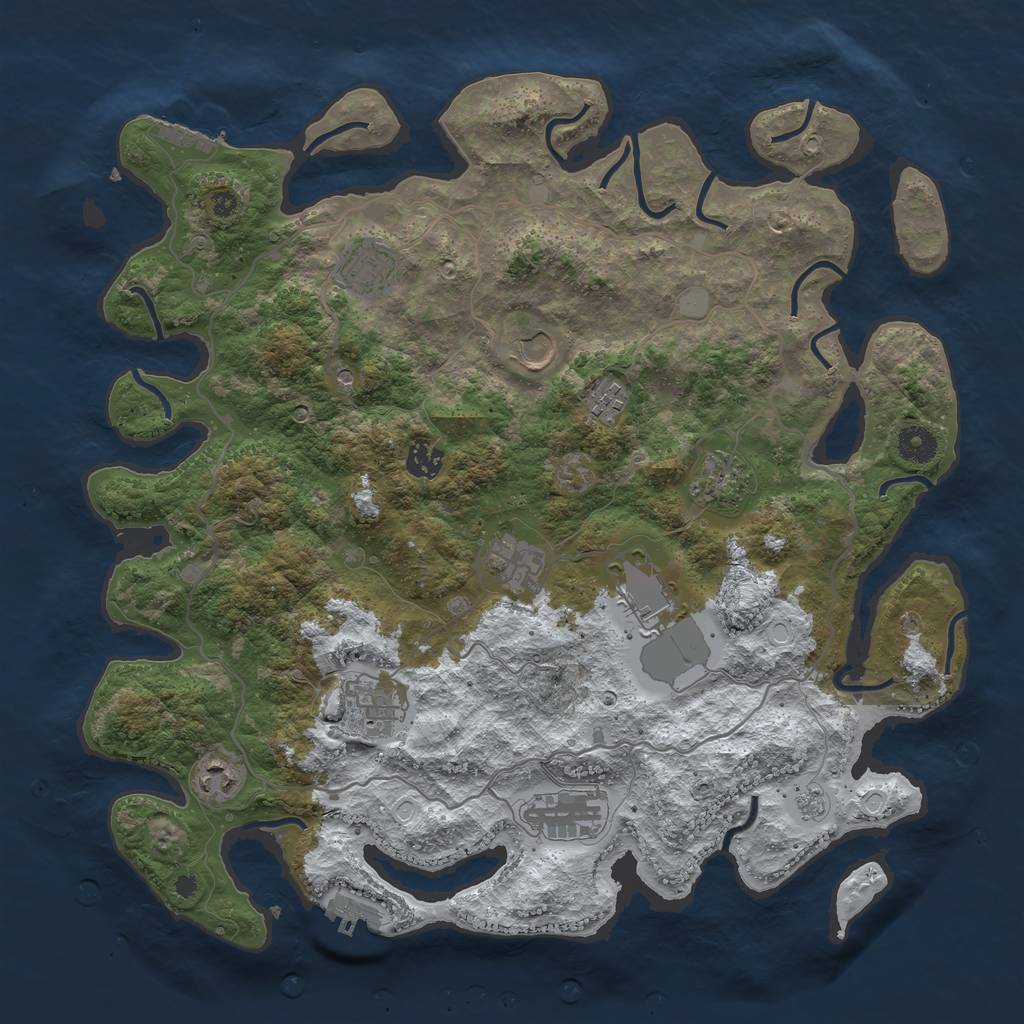 Rust Map: Procedural Map, Size: 4000, Seed: 39454207, 19 Monuments