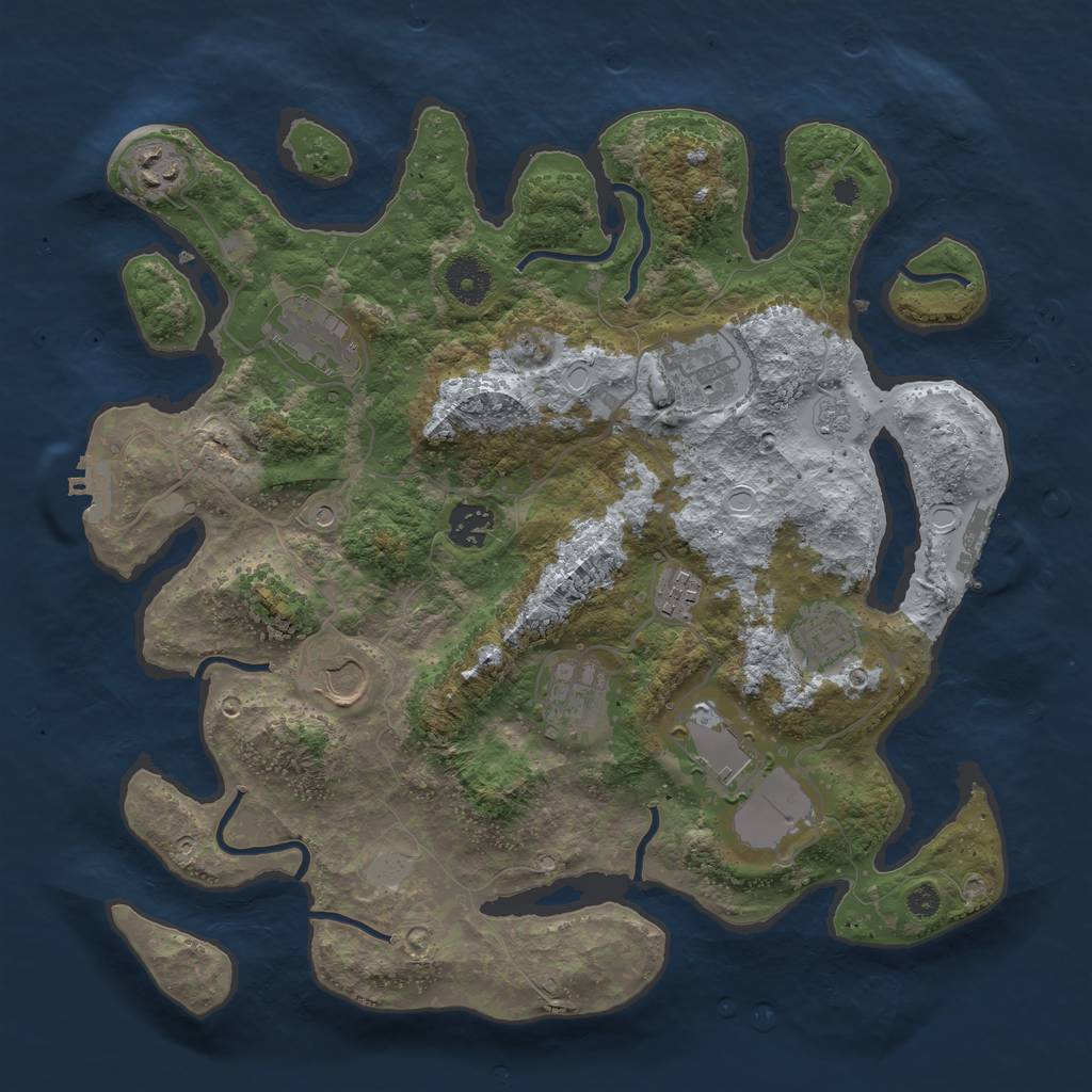 Rust Map: Procedural Map, Size: 3600, Seed: 501802664, 16 Monuments