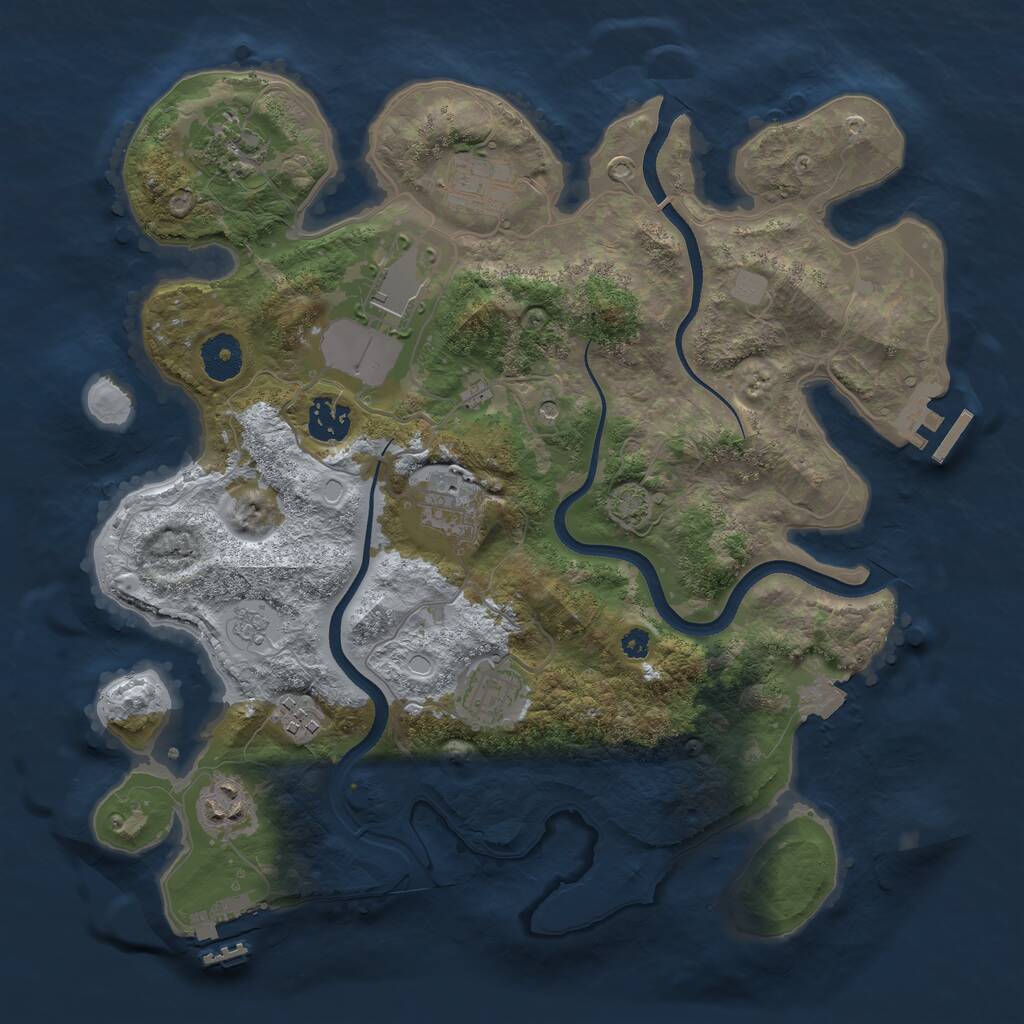 Rust Map: Procedural Map, Size: 3500, Seed: 190221, 14 Monuments