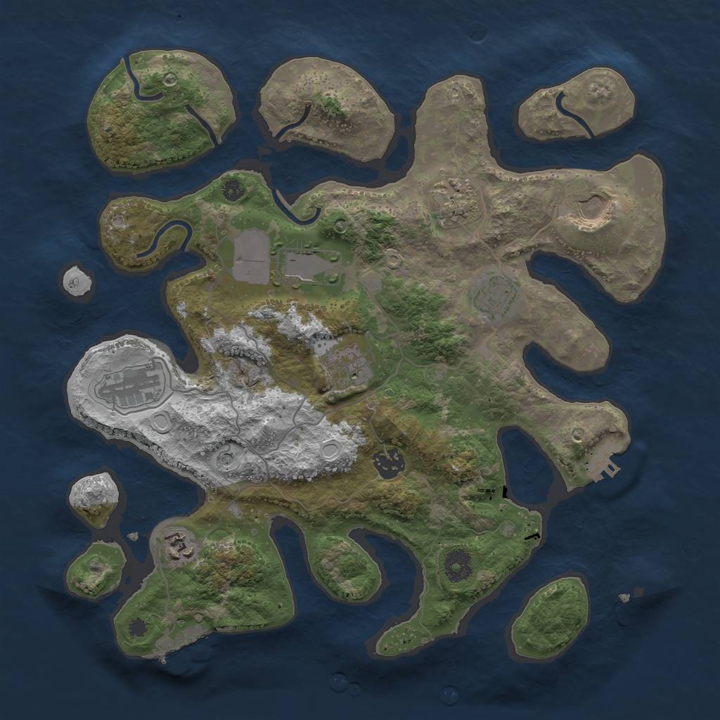 Rust Map: Procedural Map, Size: 3500, Seed: 190221, 16 Monuments