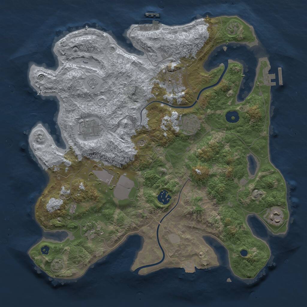 Rust Map: Procedural Map, Size: 3500, Seed: 9599635, 13 Monuments