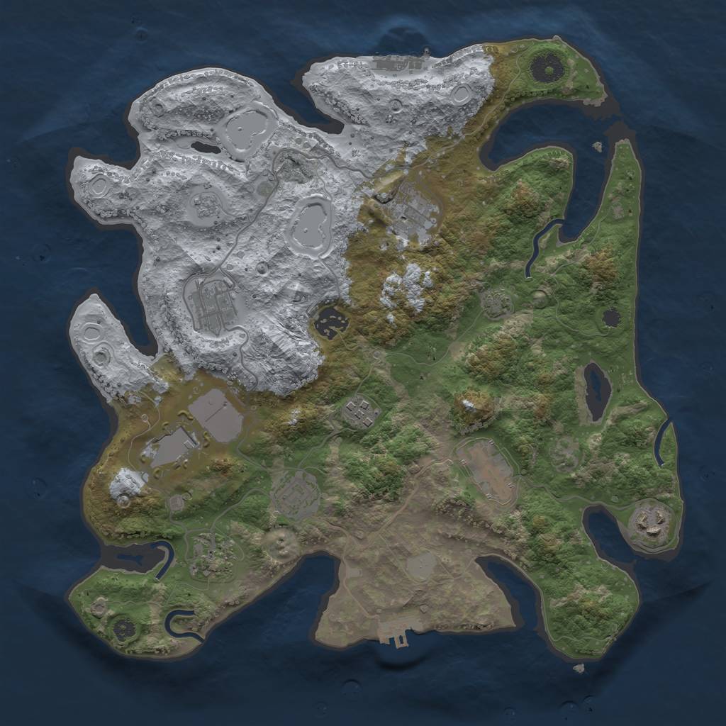 Rust Map: Procedural Map, Size: 3500, Seed: 9599635, 16 Monuments