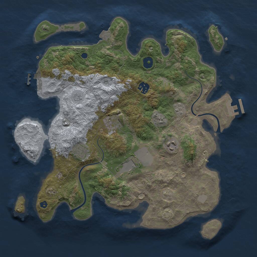 Rust Map: Procedural Map, Size: 3500, Seed: 7237822, 12 Monuments