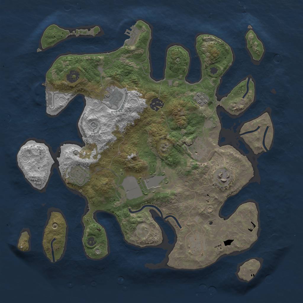 Rust Map: Procedural Map, Size: 3500, Seed: 7237822, 19 Monuments