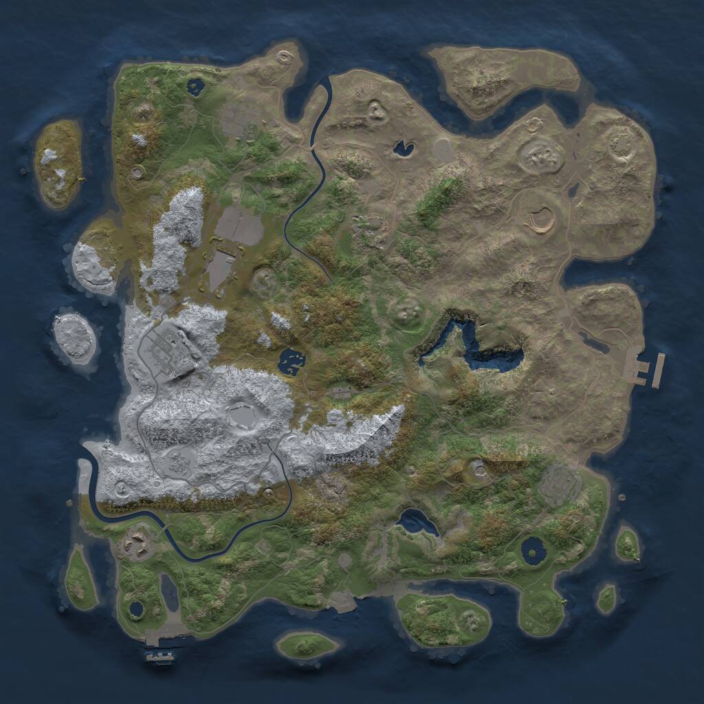 Rust Map: Procedural Map, Size: 4000, Seed: 9123164, 14 Monuments