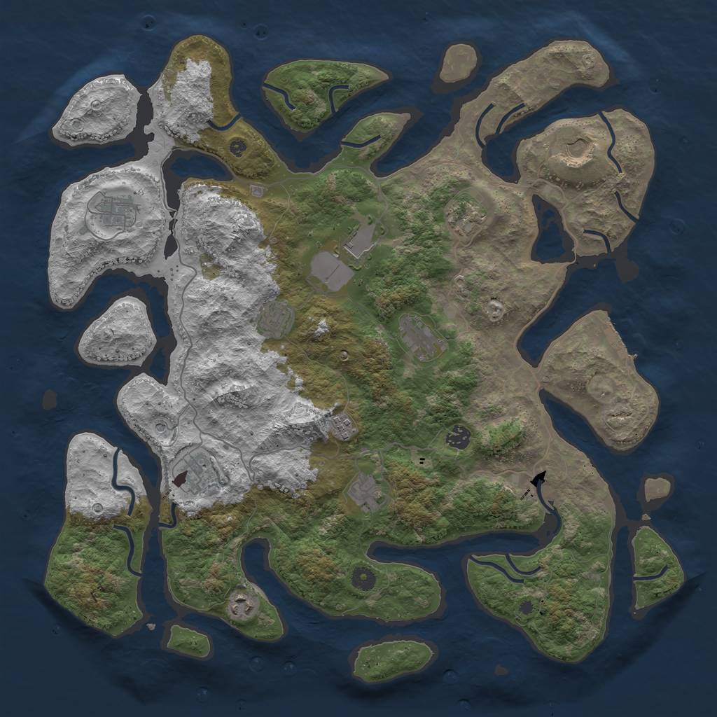 Rust Map: Procedural Map, Size: 4500, Seed: 586668694, 15 Monuments