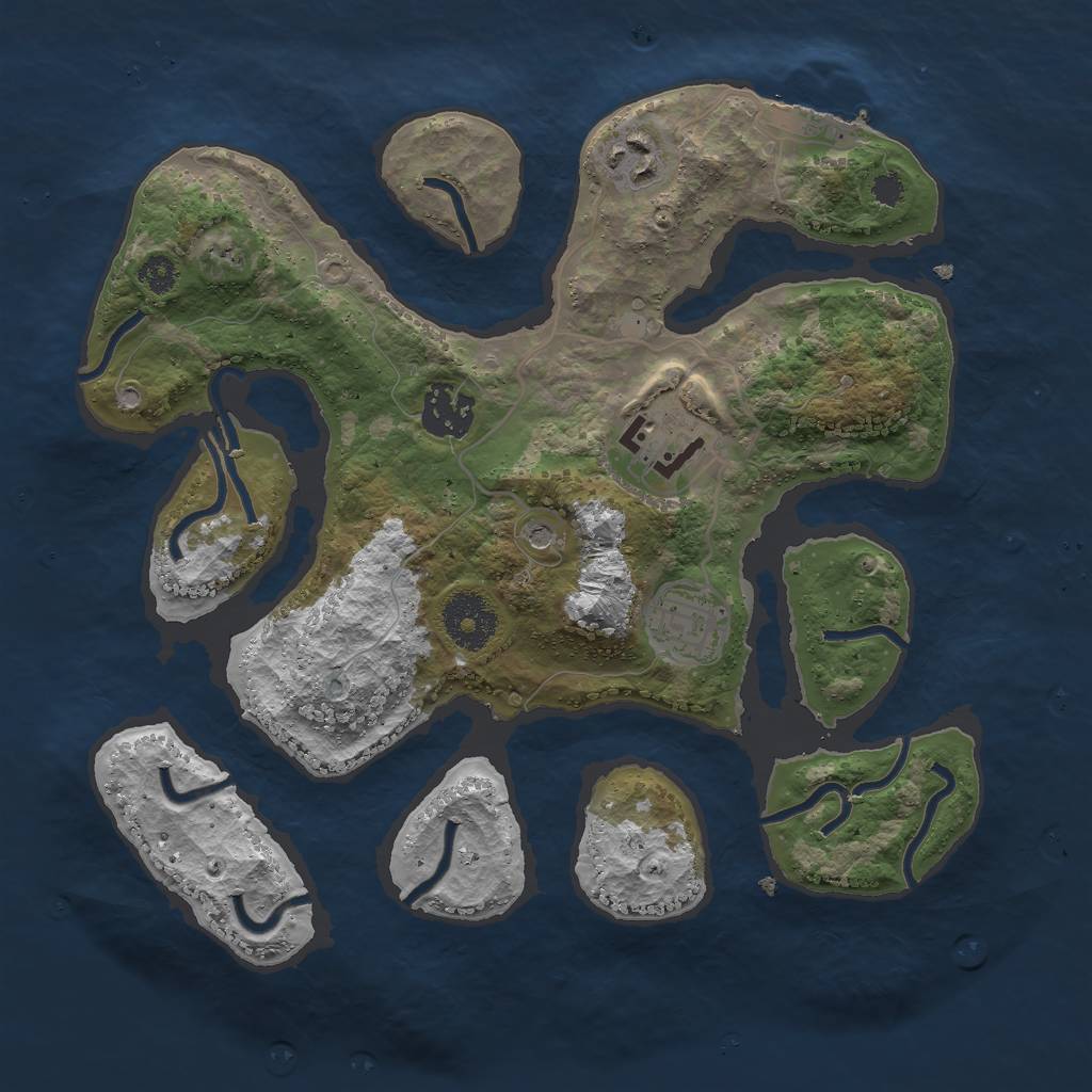 Rust Map: Procedural Map, Size: 3000, Seed: 1466171759, 8 Monuments