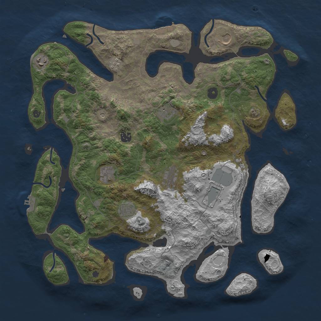 Rust Map: Procedural Map, Size: 4300, Seed: 808318505, 17 Monuments