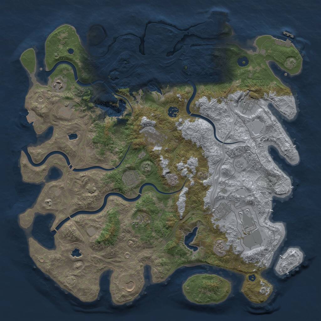 Rust Map: Procedural Map, Size: 4500, Seed: 530878464, 17 Monuments
