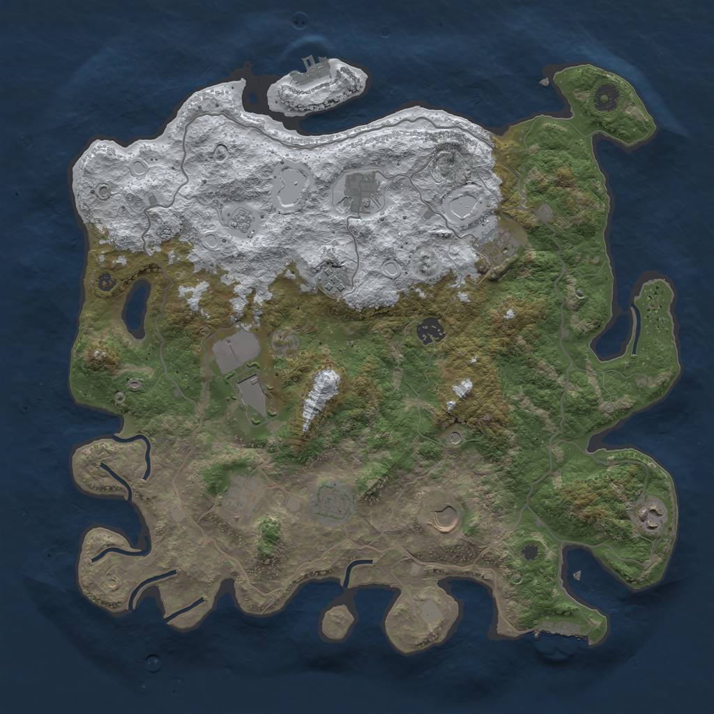 Rust Map: Procedural Map, Size: 4000, Seed: 274731207, 18 Monuments