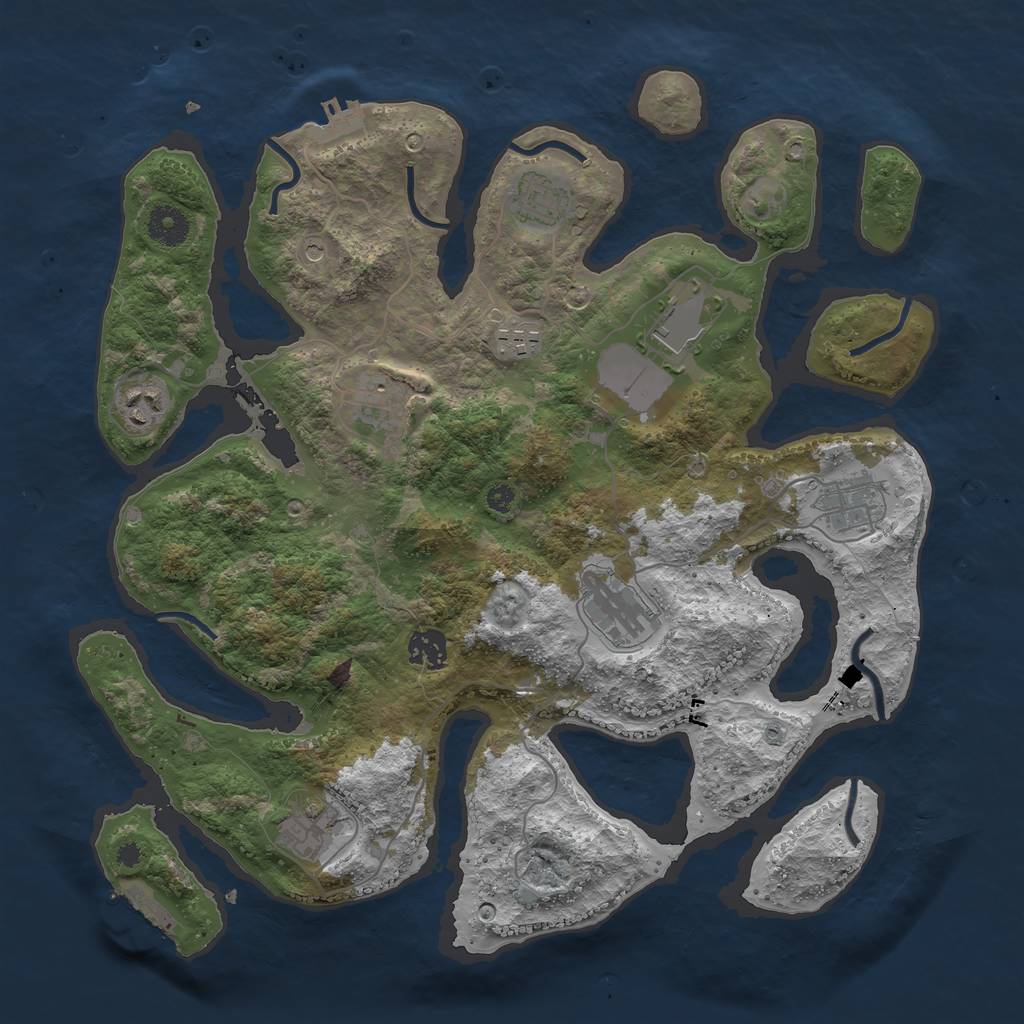 Rust Map: Procedural Map, Size: 3750, Seed: 111565, 14 Monuments