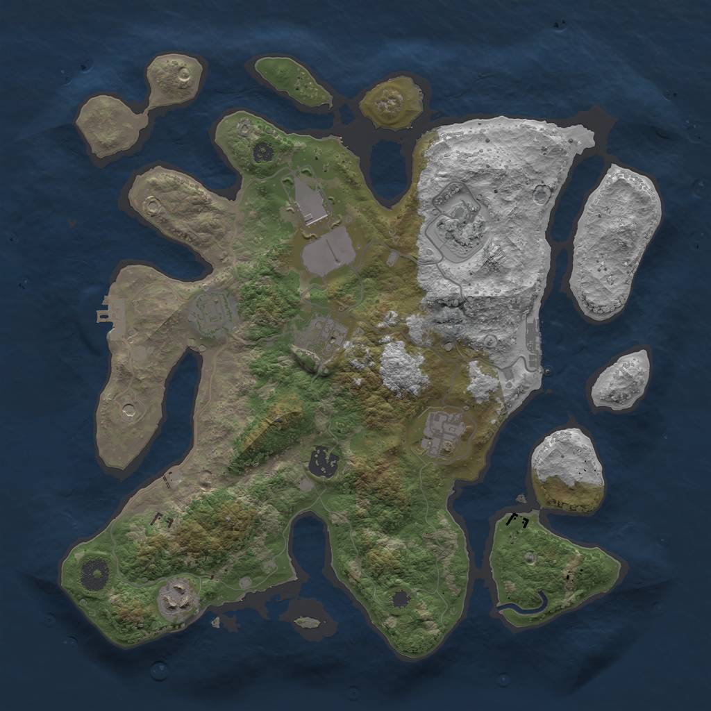 Rust Map: Procedural Map, Size: 3500, Seed: 45614, 12 Monuments