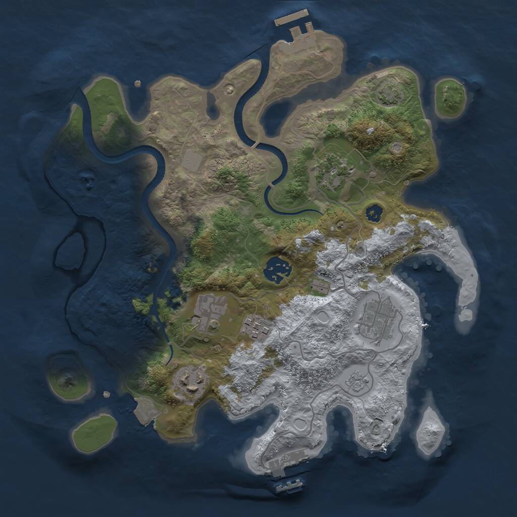 Rust Map: Procedural Map, Size: 3000, Seed: 387452, 11 Monuments